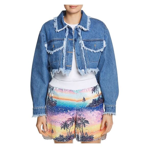 KSENIA SCHNAIDER Womens Blue Denim Jacket L - Picture 1 of 3